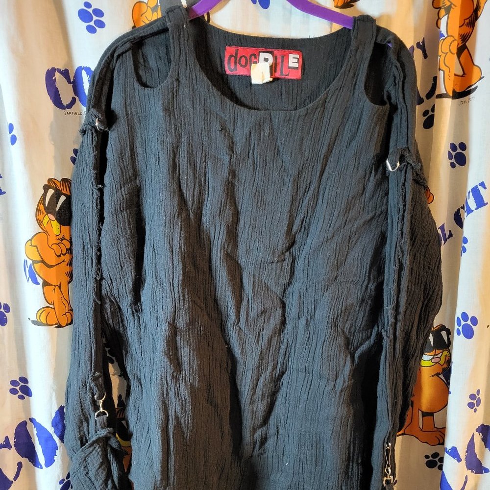 Vintage dogpile XL straight jacket gauze shirt Goth Industrial Tripp Lip Service